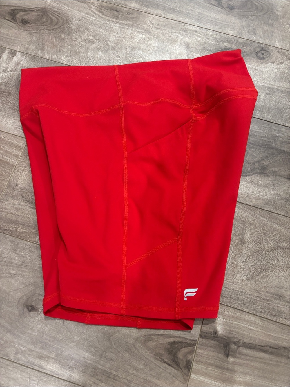 Fabletics Red High-Waist Pocket Bike Shorts - Picture 4 of 4